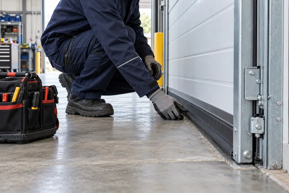 Safety edge inspection at the base of an industrial door for Birmingham premises